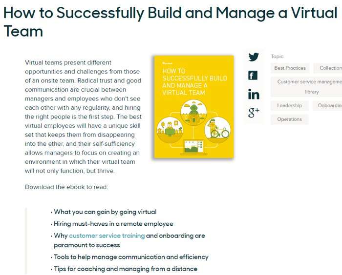 screenshot di un e-book per fase di valutazione - Zendesk