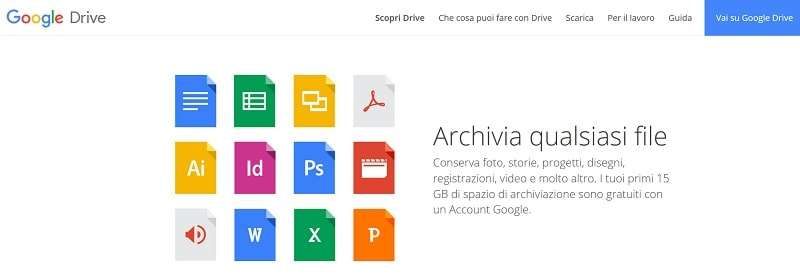 schermata di Google drive consigliato tra i migliori strumenti google per siti web