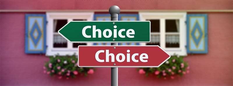 cartello con scritte choice per la scelta spazio web gratis