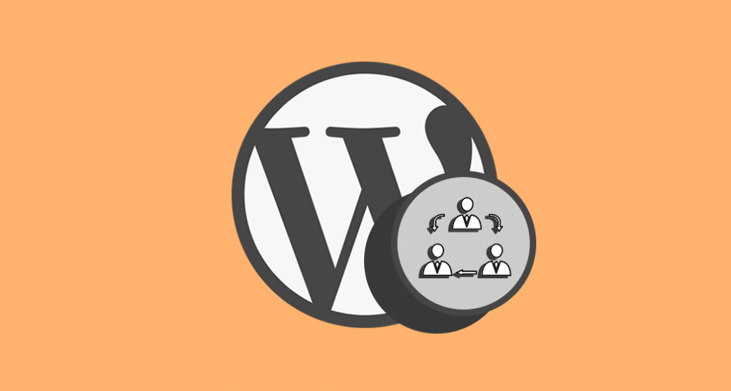 logo di wordpress su fondo arancione con icona di una rete di utenti