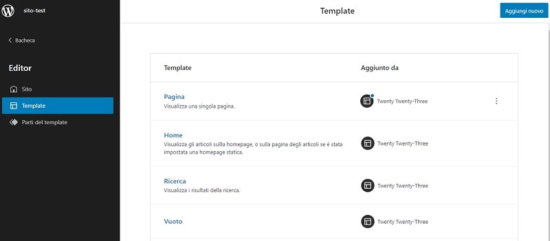 Sfoglia tutti i template del tema WordPress Twenty Twenty-Three