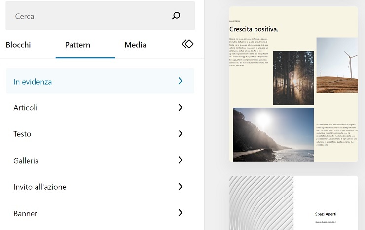I pattern di WordPress