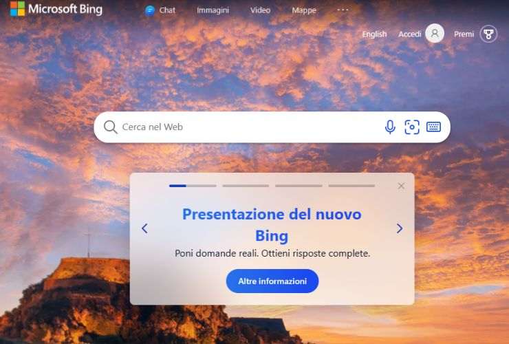 Il motore di ricerca Bing