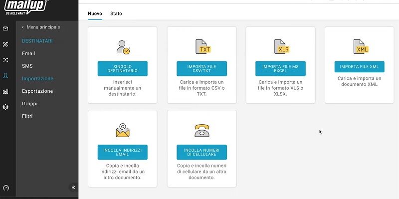 Importare i contatti su MailUp