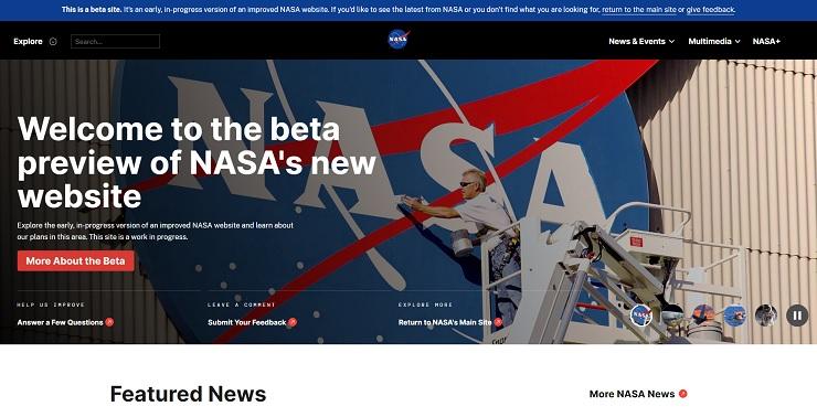 Il nuovo sito della NASA