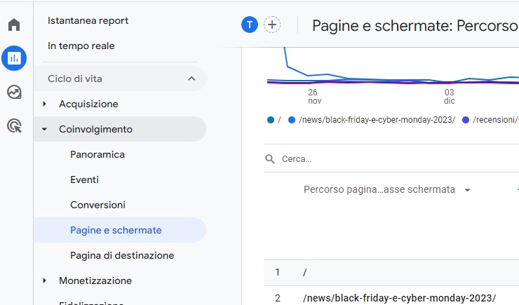 Google Analytics - Pagine e schermate