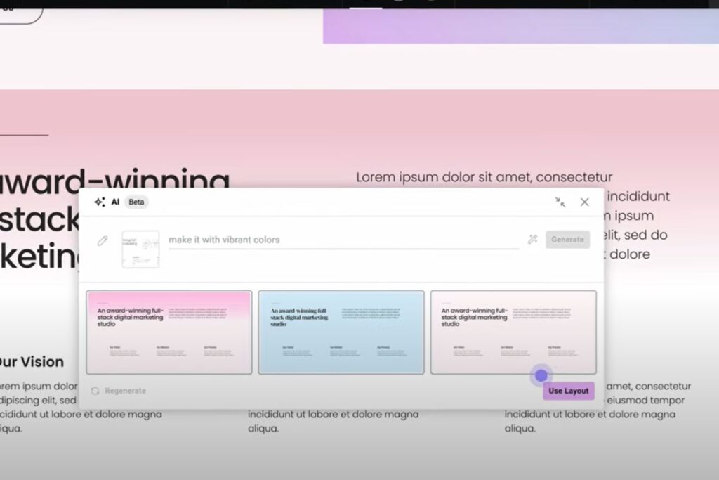 Elementor AI per il layout