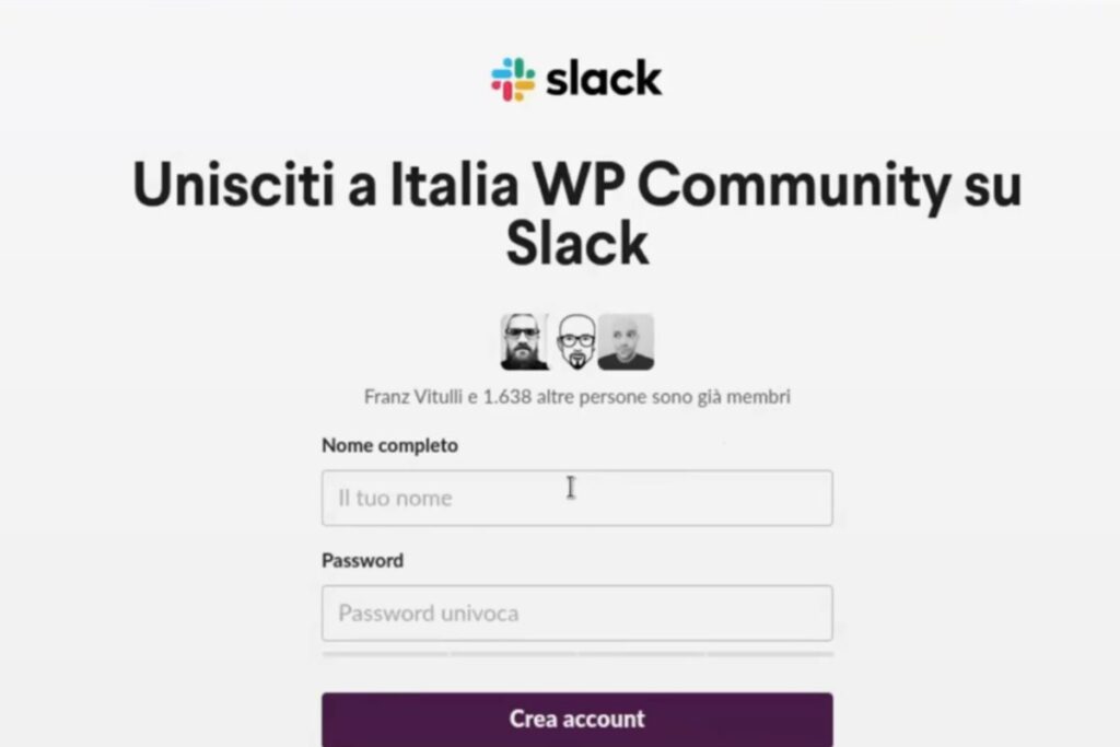 entrare nella community di wordpress, si passa da slack