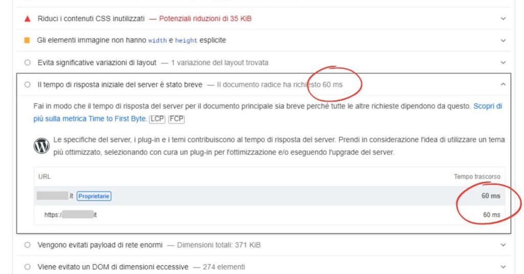TTFB 60ms su SiteGround