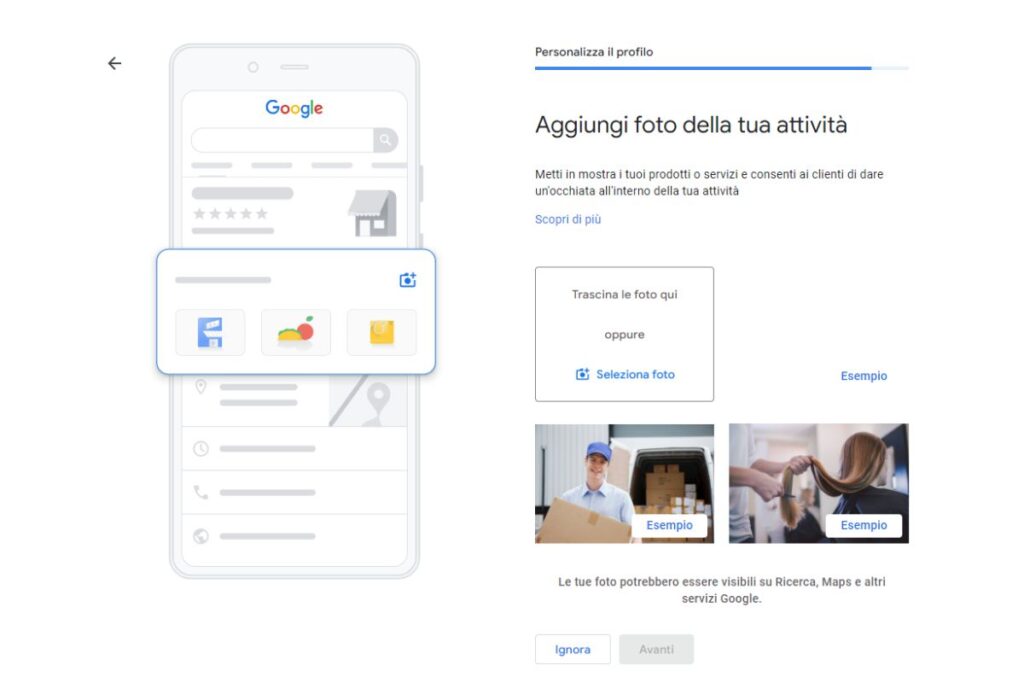 Arricchisci il Profilo dell'Attività Google con le fotografie