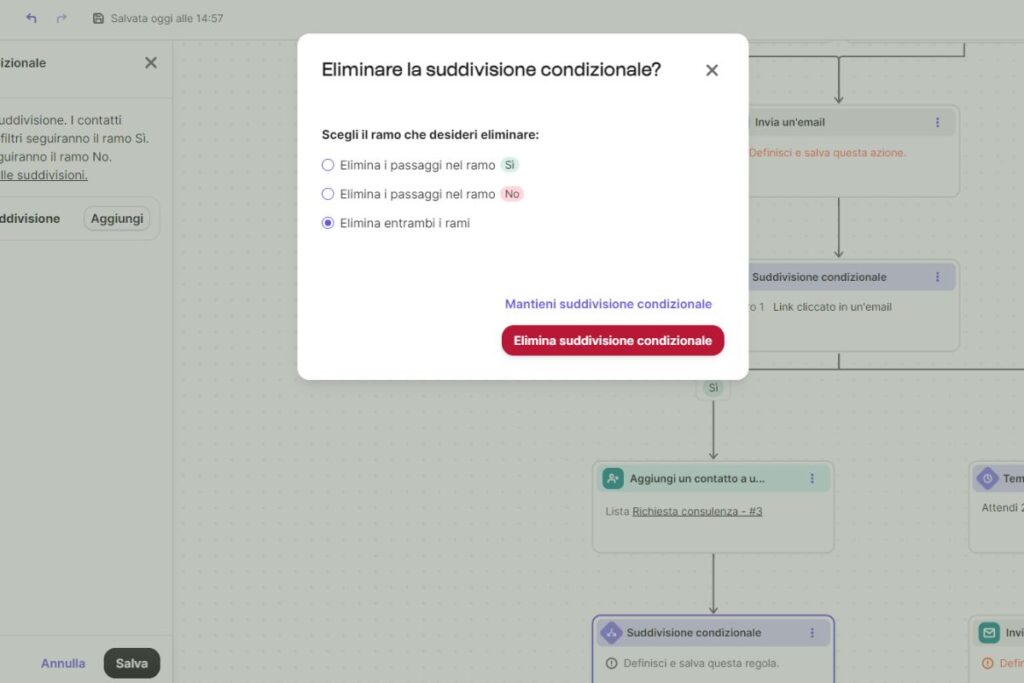 Eliminare una suddivisione condizionale