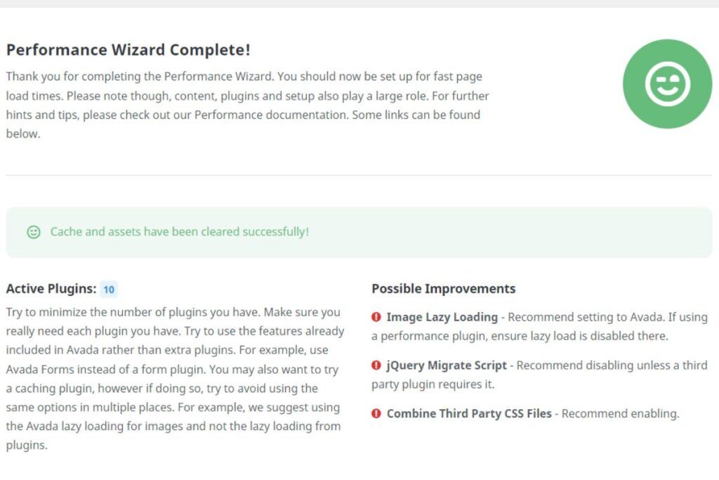 Step 7 Performance Wizard di Avada