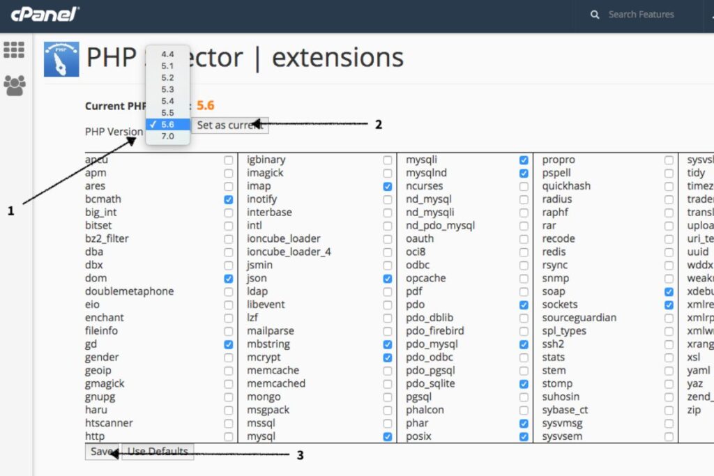 Scelta versione PHP hosting Linux Register.it