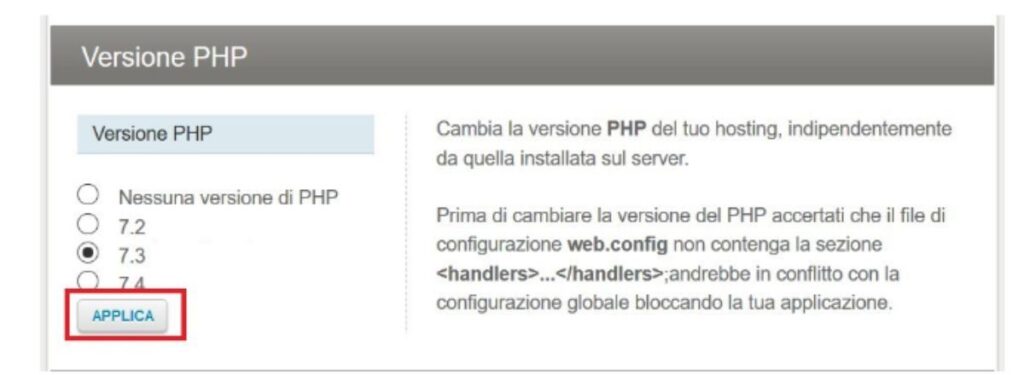 Cambio PHP su Register Windows