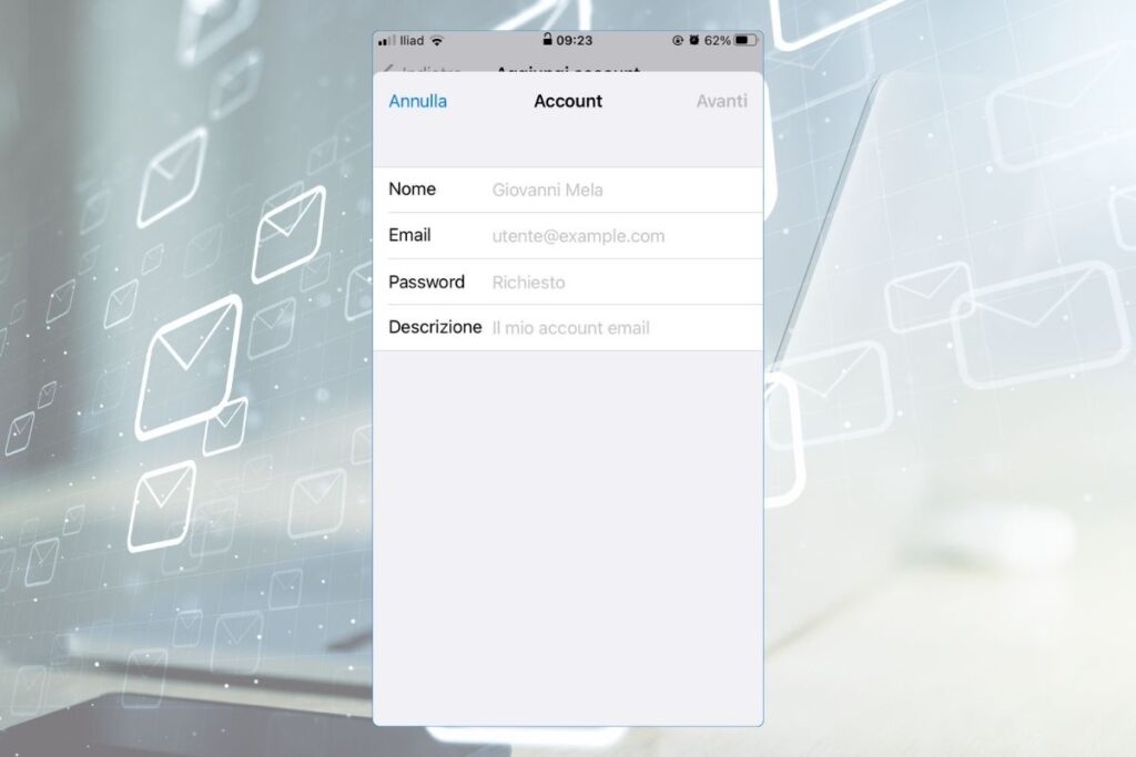 Parametri account Mail su iPhone