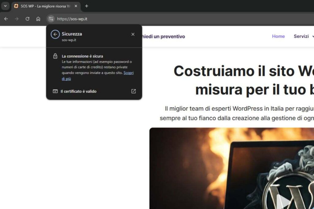 Il certificato SSL Let's Encrypt sul sito di SOS WP