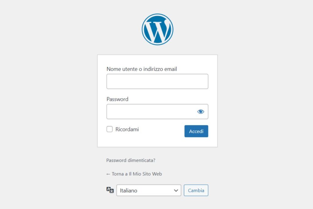 Pagina di login WordPress