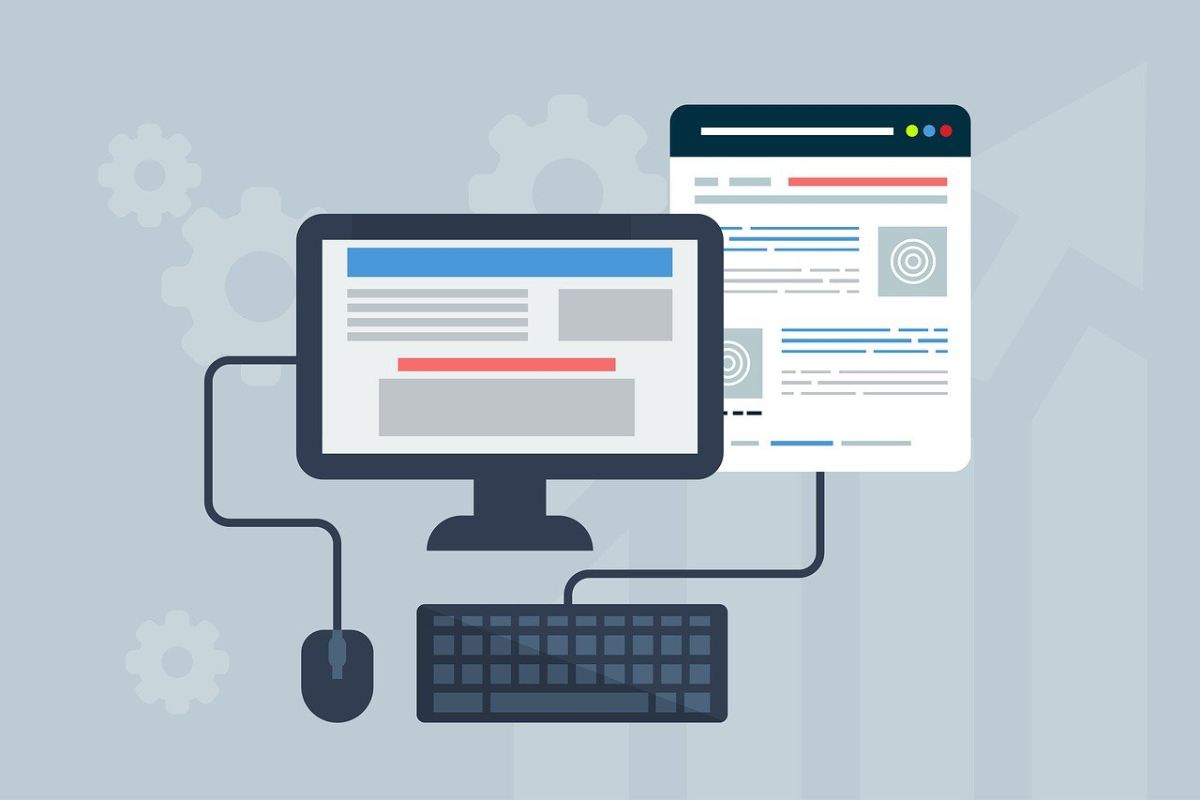 Un'immagine grafica di c, tastiera, mouse e pagina web