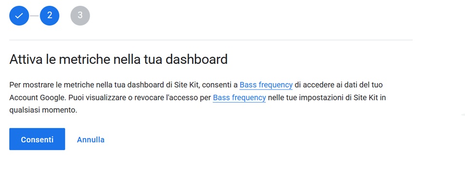 attiva metriche sitekit