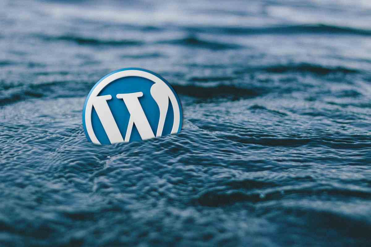 Immagine del logo WordPress in mare