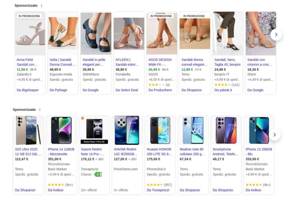 esempi di risultati google shopping senza amazon