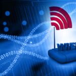 router Wi-FI su sfondo blu