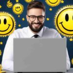 Persona con uno sfondo di smile che raffigura la web reputation