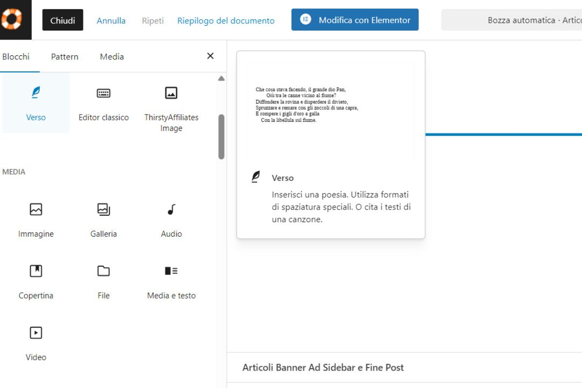 Screenshot block editor
