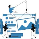 illustrazione di persone che costruiscono un sito web