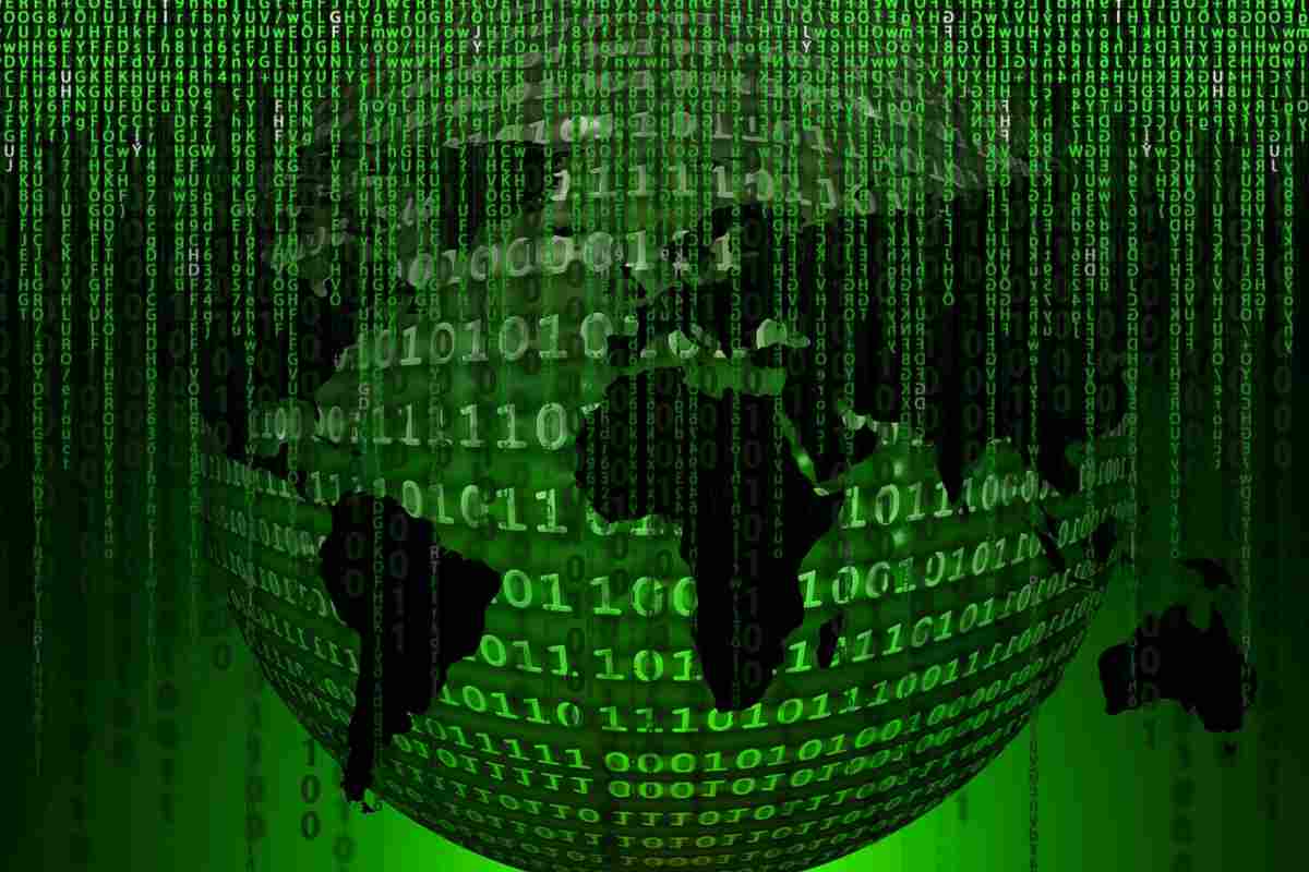 Mondo con codici in verde