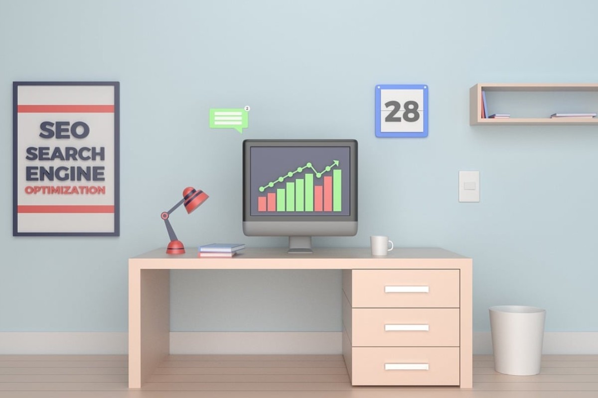 Stanza con computer in disegno