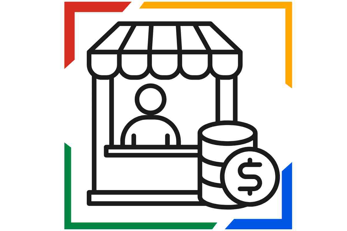 icona di un chiosco con i colori di google per parlare della pianificazione post su google business profile