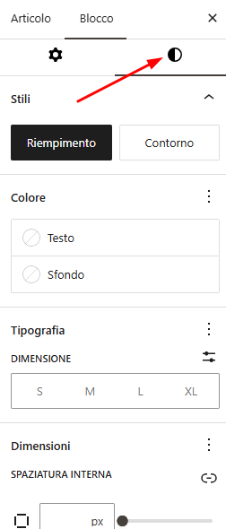 Stili del blocco Pulsanti