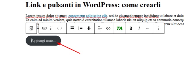 Aggiungere testo a un pulsante WordPress