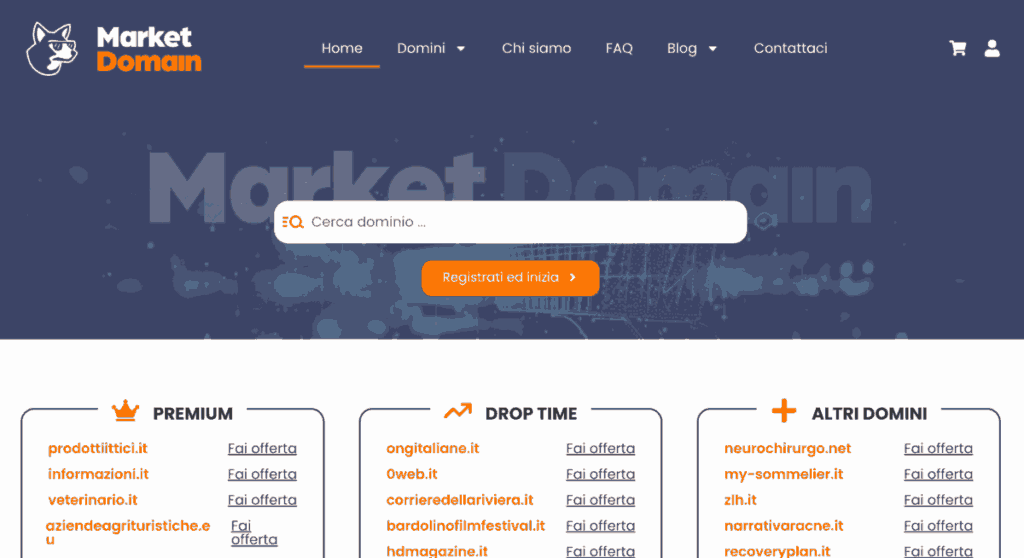 Homepage di MarketDomain