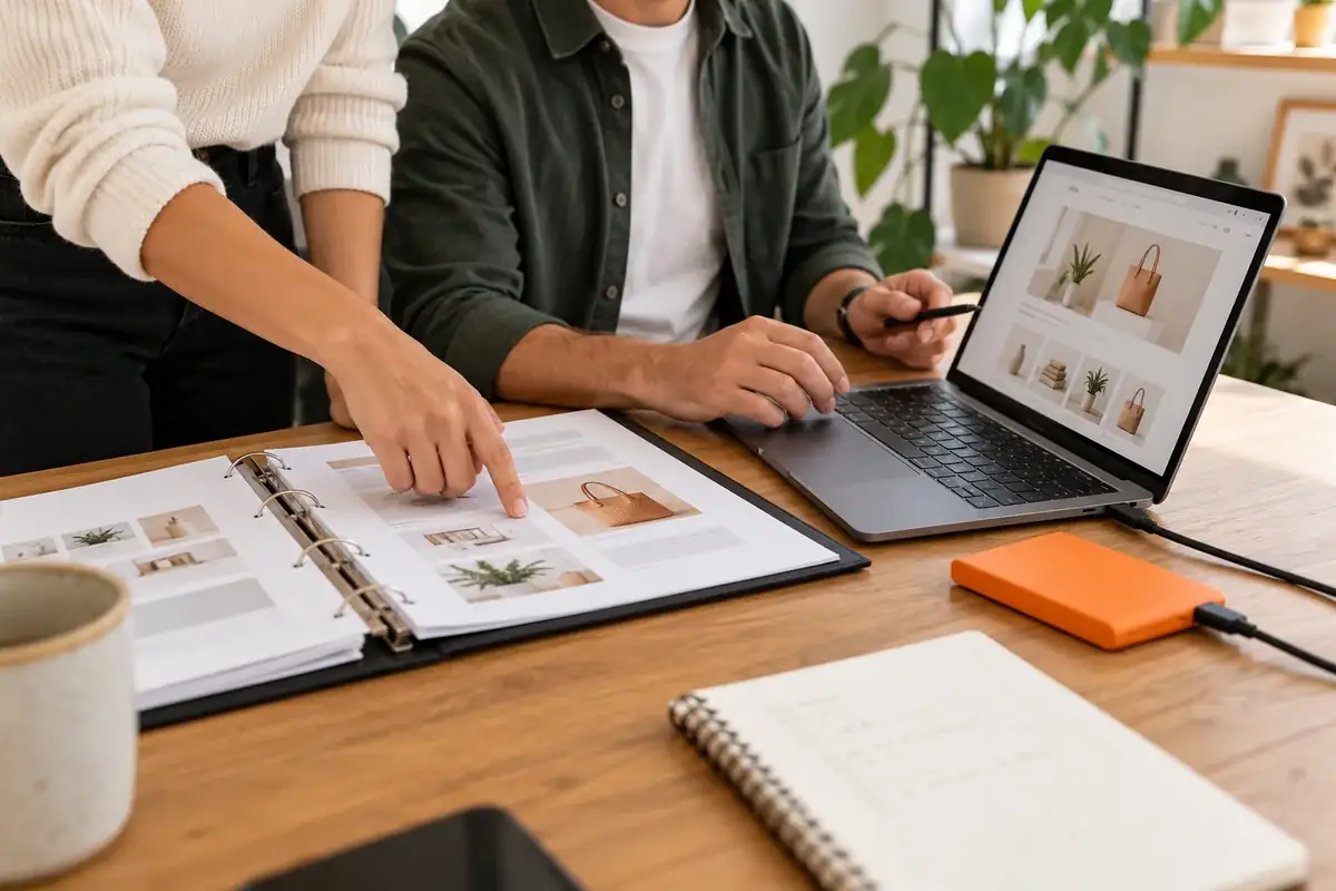 Due professionisti organizzano il passaggio di gestione di un negozio online