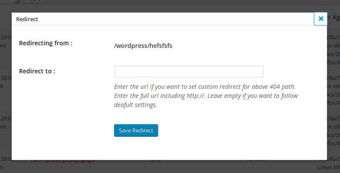 ridirezionamento personalizzato con 404 to 301 per WordPress