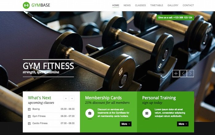 GymBase - tema WordPress per attività di fitness