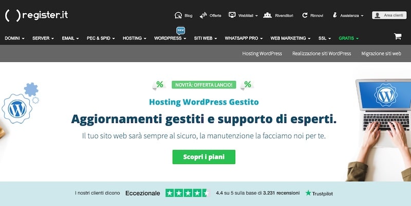 Hosting WordPress Gestito Register