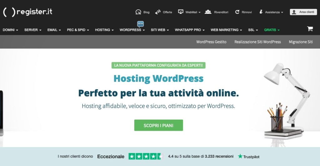 Hosting WordPress Register.it non gestito