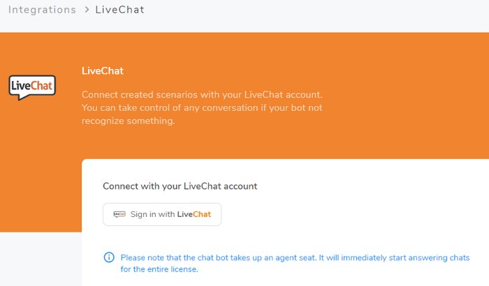 Integrazione con LiveChat