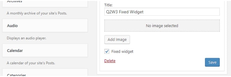 Q2W3 Fixed Widget Sticky Widget