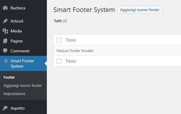 plugin Smart Footer System - installazione e impostazioni del plugin