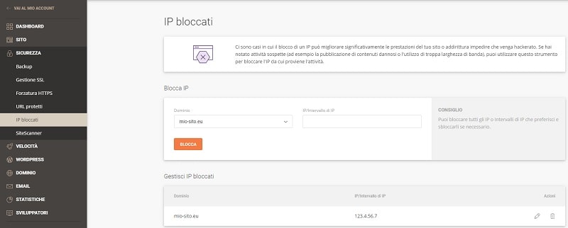 Blocco IP Site Tools