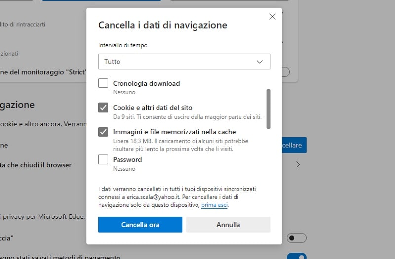 Come svuotare la cache di Edge