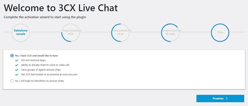 Configurazione plugin 3CX Live Chat