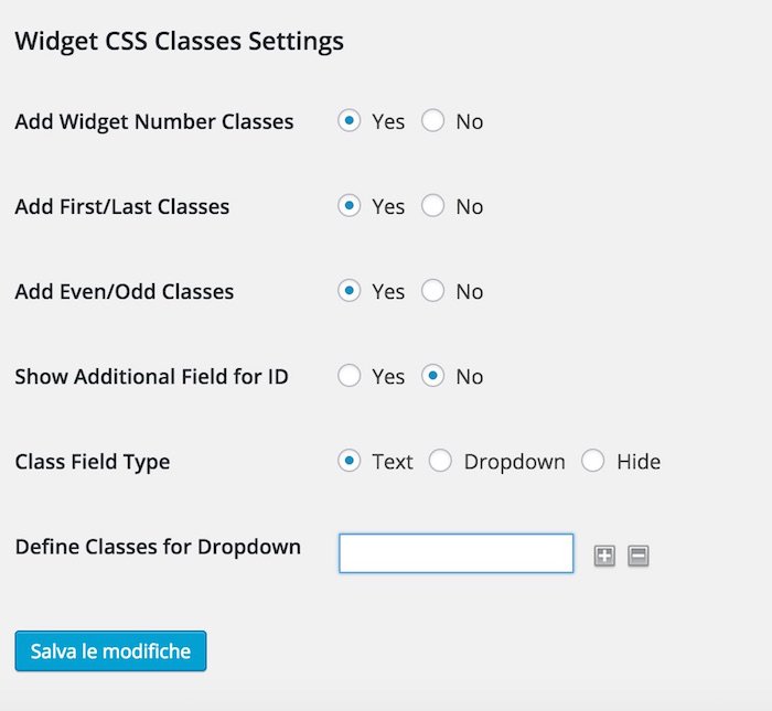 personalizzare lo stile dei widget con il plugin Widget CSS Classes
