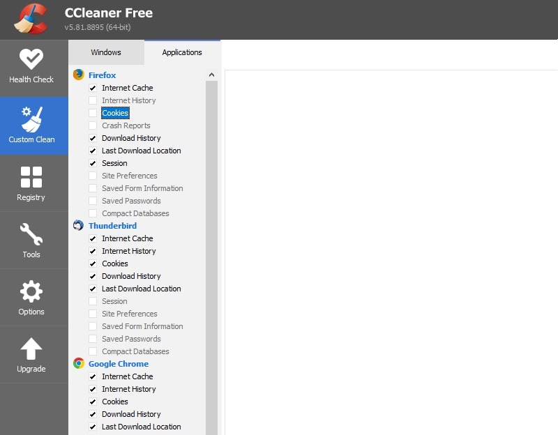 Pulire i cookie dei browser con CCleaner
