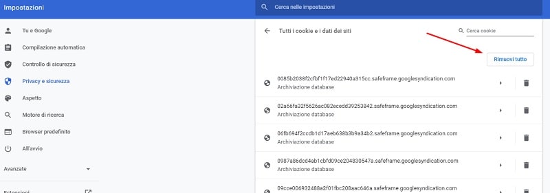 Come cancellare i cookie da Chrome