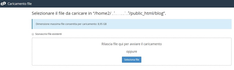 file manager carica file